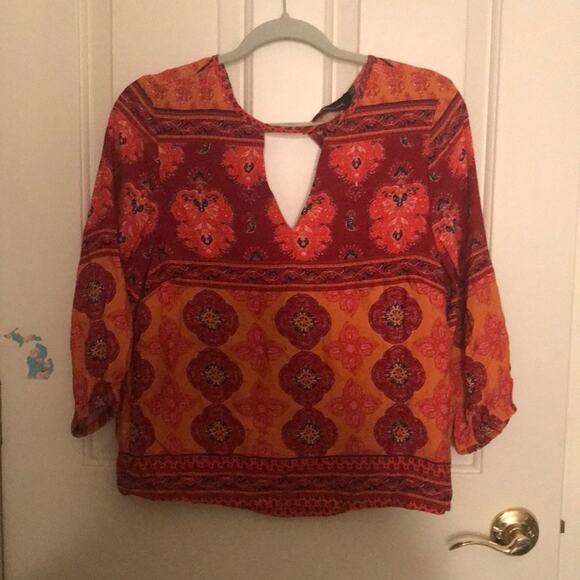 Mink Pink orange floral keyhole top medium NWT - Picture 3 of 6